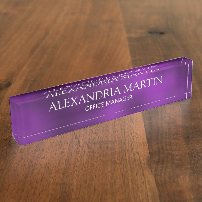 Modern Purple Job Title Name Position Nameplate (Side)