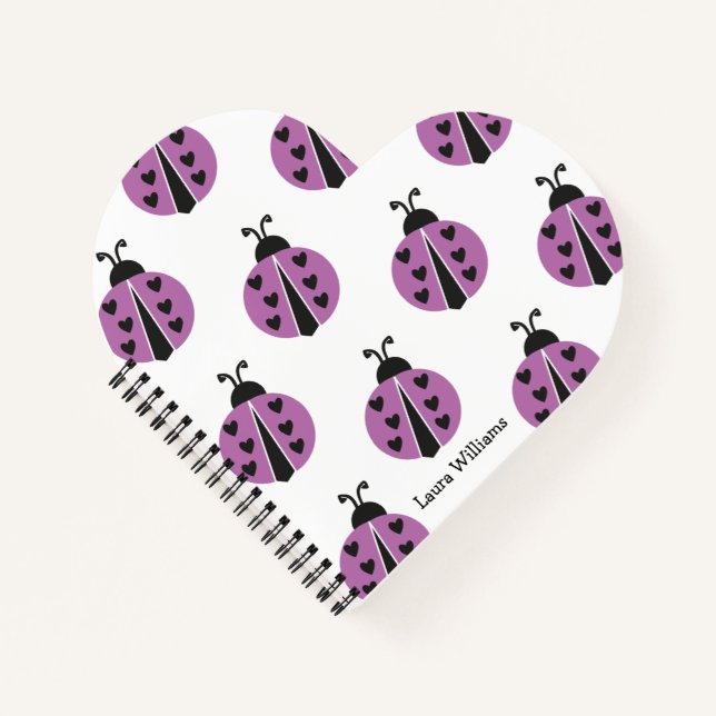Modern Purple Ladybug Personalised Notebook (Front)