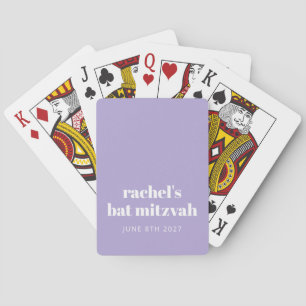 Modern Purple Lavender Bat Mitzvah Custom Favour Playing Cards