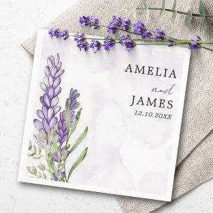 Modern Purple Lavender Watercolor Wedding  Napkin
