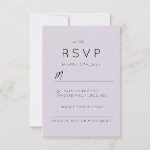 Modern Purple Lavender Wedding Stylish RSVP Card