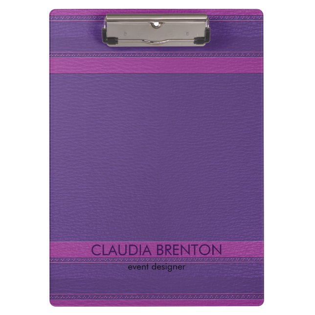 Modern Purple Leather Look Clipboard (Front)