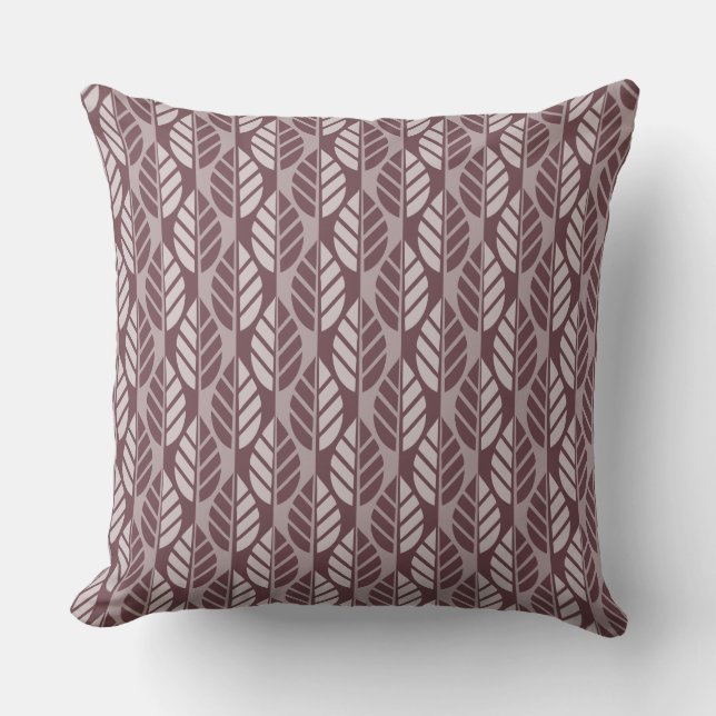Modern Purple Leaves Pattern Cushion (Front)