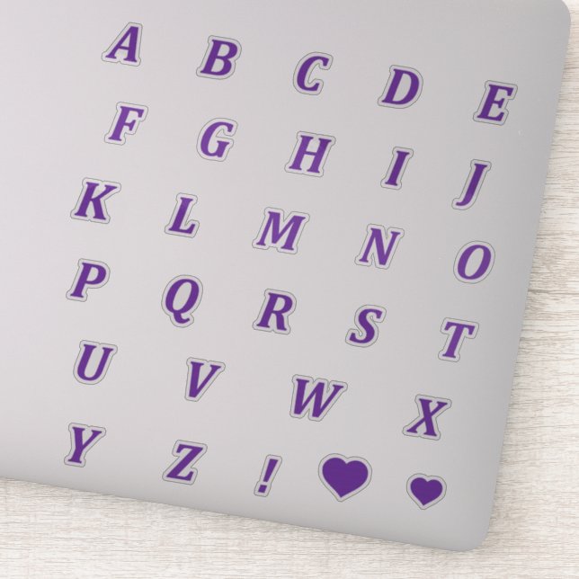 Modern Purple Letters | Monogram Alphabet Stickers (Detail)
