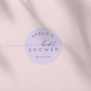 Modern Purple Lilac Bridal Shower Classic Round Sticker