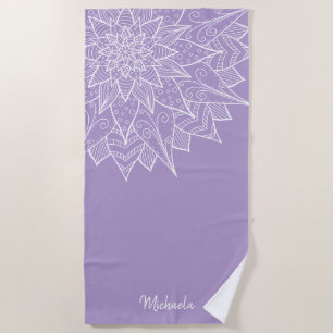Modern Purple Lilac Floral Beach Towel