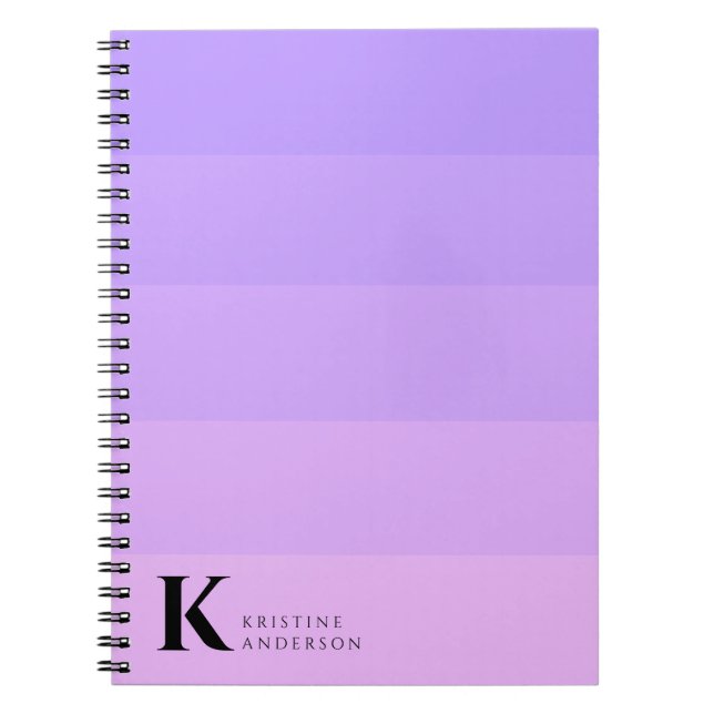 Modern Purple Lilac Lavender Classic Monogram Notebook (Front)