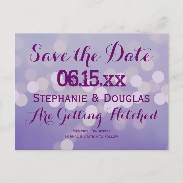 Modern Purple Lilac Save the Date Postcards (Front)