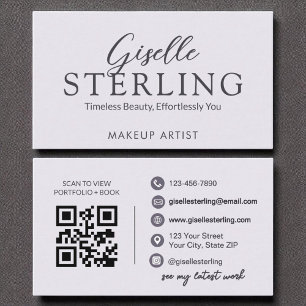 Modern Purple Lilac Script Elegant QR Code Business Card