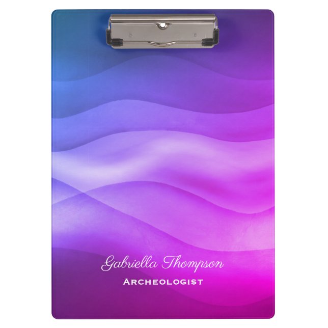 Modern Purple Magenta Gradient Abstract Waves Clipboard (Front)