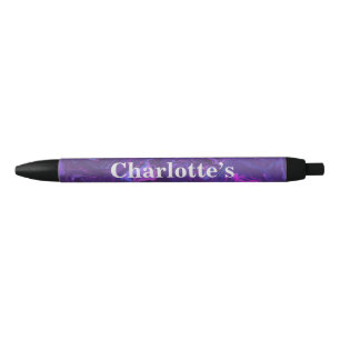 Modern Purple Marble Abstract Back to School Black Ink Pen