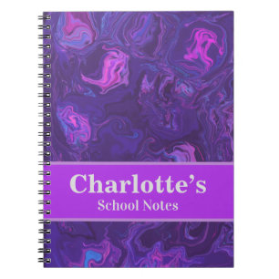 Modern Purple Marble Abstract Back to School Notebook