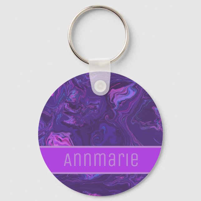 Modern Purple Marble Abstract Key Ring (Front)