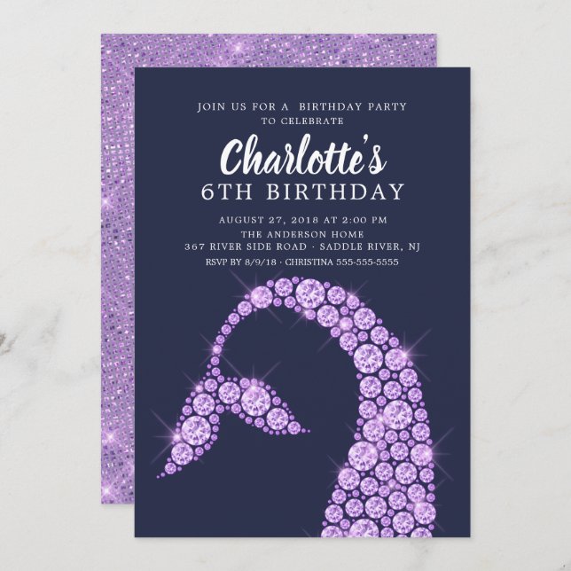 Modern Purple Mermaid Birthday Invitation (Front/Back)