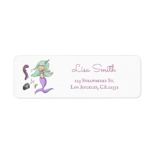 Modern Purple Mermaid Dancing Return Address Label
