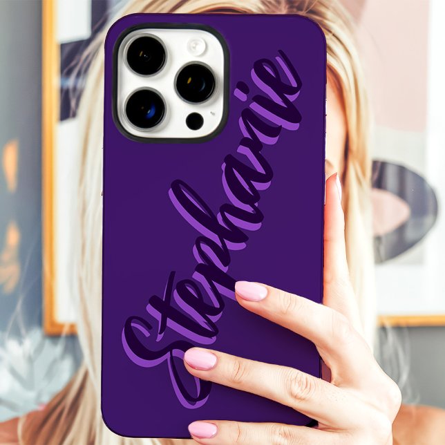 Modern Purple Minimalist Script Name Case-Mate iPhone Case (Creator Uploaded)