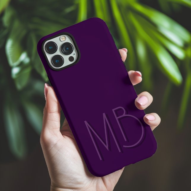 Modern Purple Monogram Initials Contemporary Case-Mate iPhone Case (Creator Uploaded)