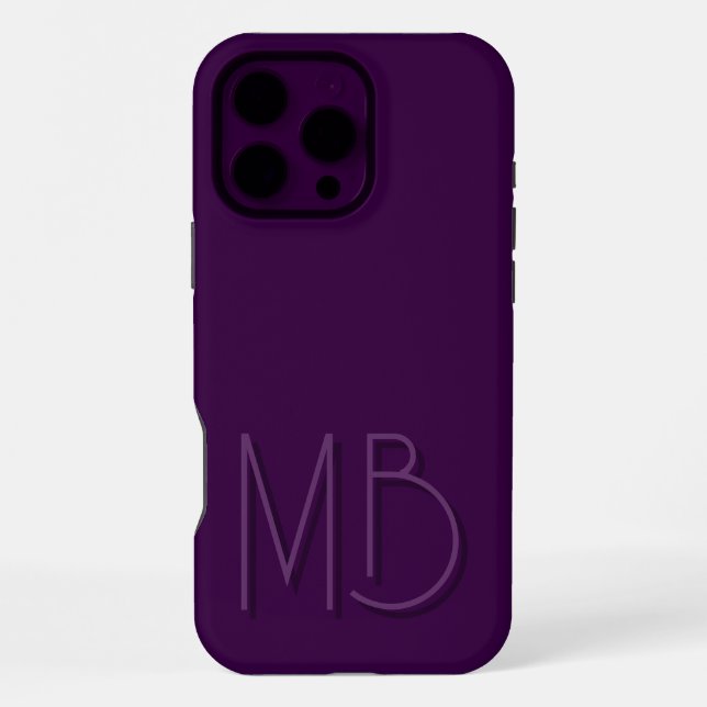 Modern Purple Monogram Initials Contemporary iPhone Case (Back)