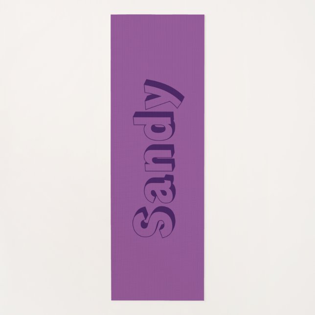 Modern purple monogram name yoga mat (Front)