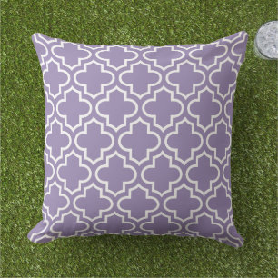 Modern Purple Moroccan Quatrefoil Pattern Cushion