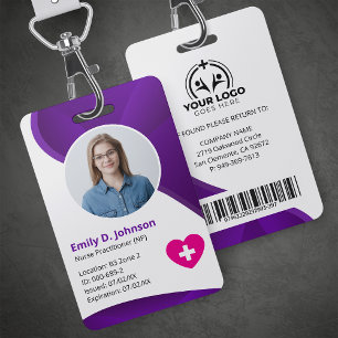Modern Purple Nurse Practitioner NP ID Badge