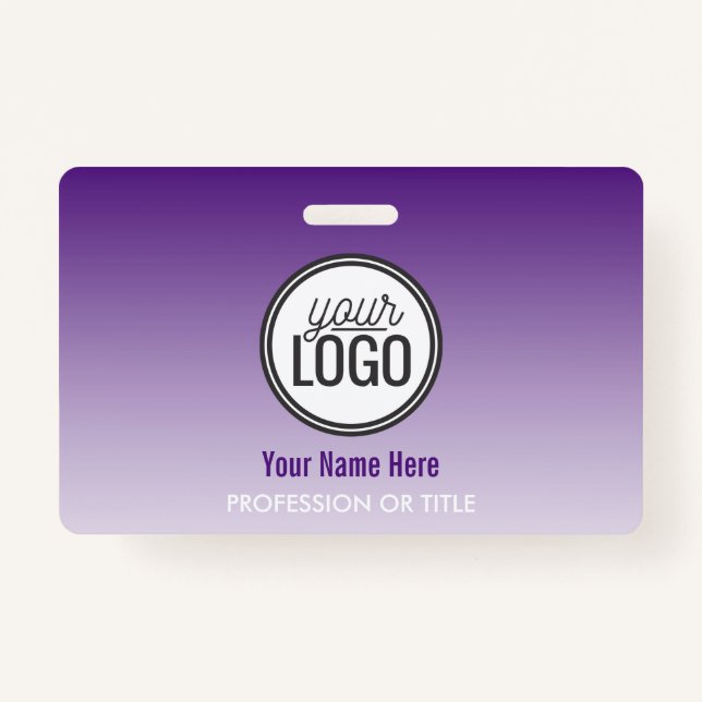 Modern Purple Ombre Professional Name Tag ID Badge (Front)
