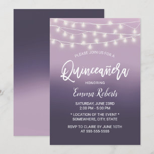 Modern Purple Ombre Quinceanera 15 Birthday Invitation