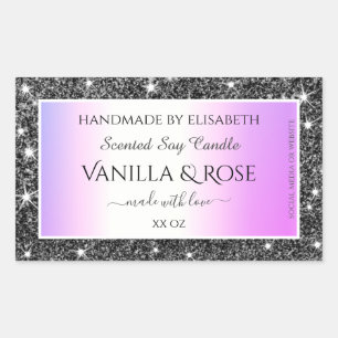 Modern Purple Ombre Silver Glitter Product Labels