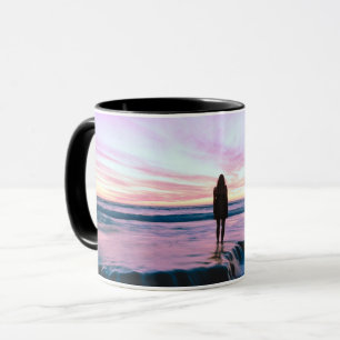 Modern Purple Orange Beach Sunset Waterfalls Mug