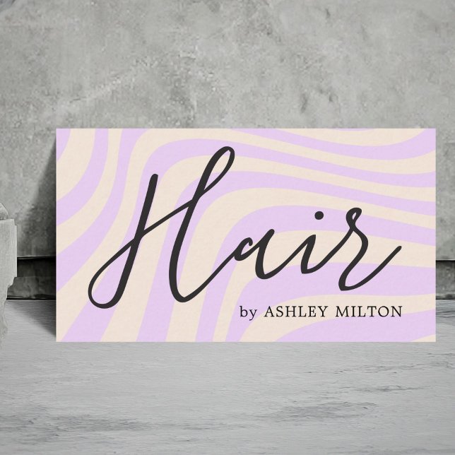Modern Purple Pastel Abstract Lines Bold Hair Business Card (Creator Uploaded)