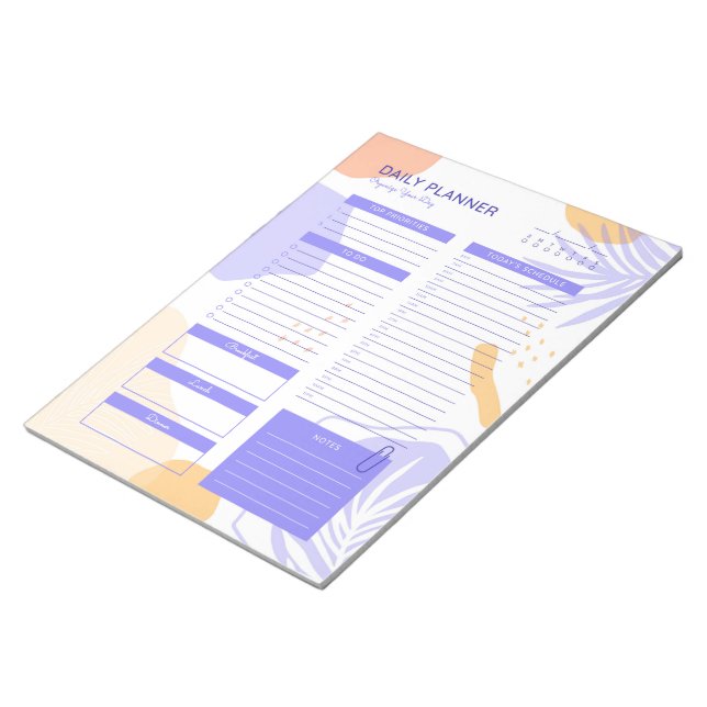 Modern Purple-Peach Daily Planner Notepad (Angled)