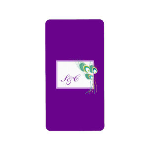 Modern Purple Peacock Wedding Hershey's Miniature Label