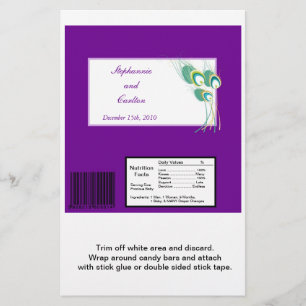 Modern Purple Peacock Wedding Large Candy Bar Wrap