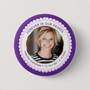 Modern Purple Pearls Forever in our Hearts 6 Cm Round Badge