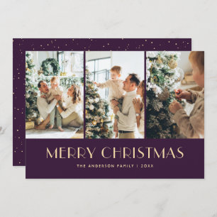 Modern Purple Photo Collage Christmas Card