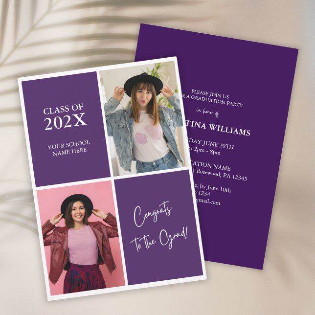 Modern Purple Photo Graduation 2025 Invitation (Creator Uploaded)