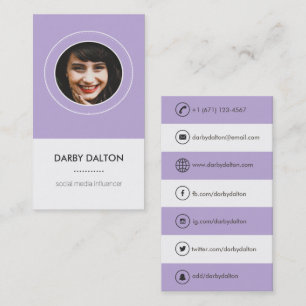 Modern Purple Photo Social Media Business Card