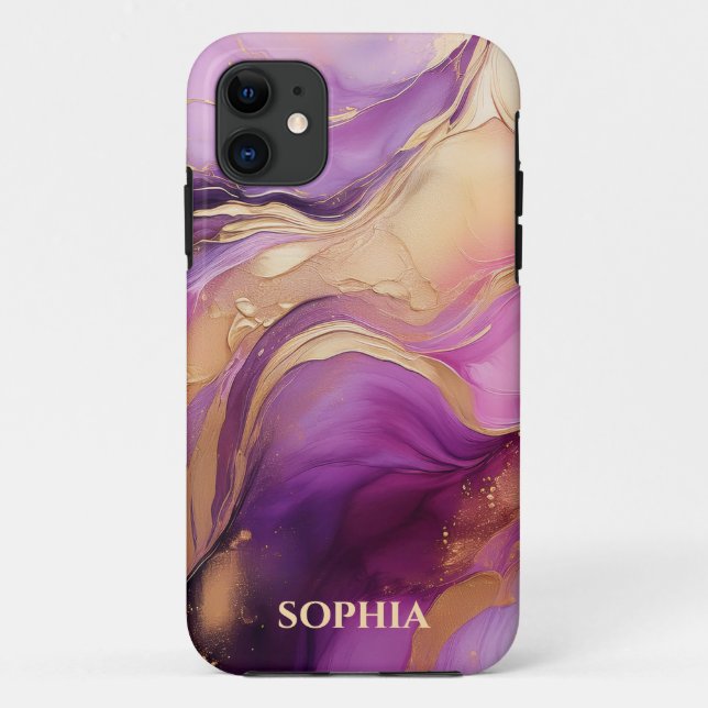 Modern Purple Pink and Gold- Case-Mate iPhone Case (Back)