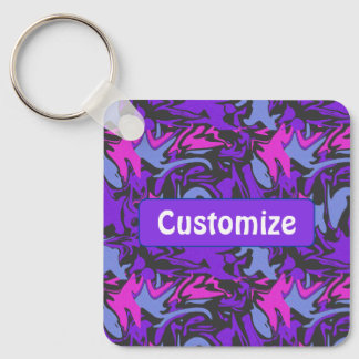 Modern Purple, Pink and Sky Blue Abstract Pattern Key Ring