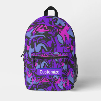 Modern Purple, Pink and Sky Blue Abstract Pattern Printed Backpack