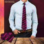 Modern Purple Pink Black Stripe Monogram Neck Tie<br><div class="desc">Have a closer look at this beautiful modern, chic tie on a dark Purple Berry background with Pink and Black stripes. The monogram at the bottom can be easily updated. The unique background of this tie was painted by hand digitally. This cool fun tie with black and pink strips and...</div>