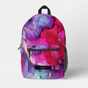 Modern Purple, Pink & Blue Marbled Customisable Printed Backpack