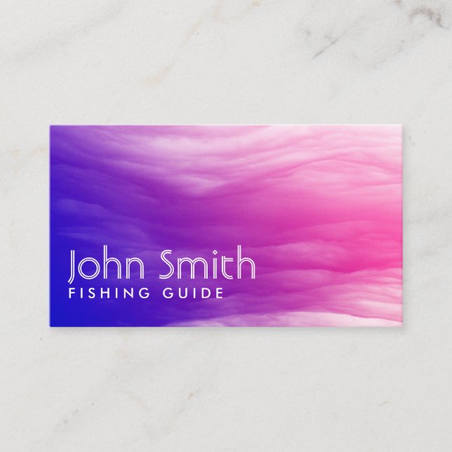 Modern Purple & Pink Fishing Guide  Business Card (Front)