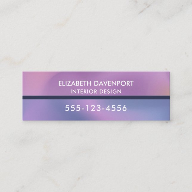 Modern Purple & Pink Swirling Abstract Design Mini Business Card (Front)