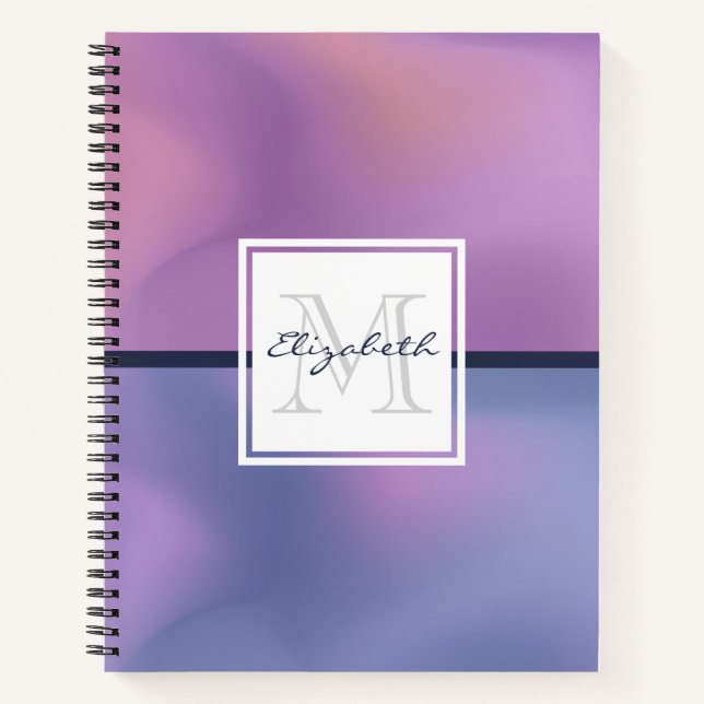 Modern Purple & Pink Swirling Abstract Design Notebook (Front)