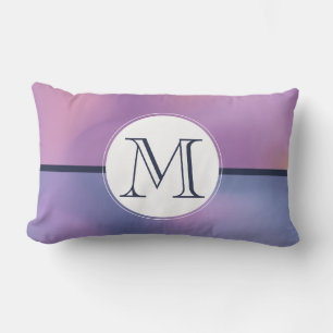 Modern Purple & Pink Swirling Abstract Monogram Lumbar Cushion