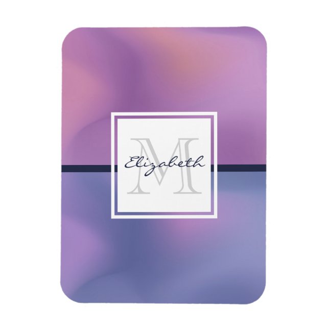 Modern Purple & Pink Swirling Abstract Monogram Magnet (Vertical)