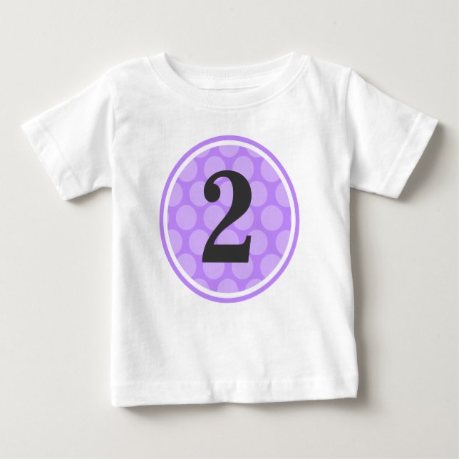 Modern Purple Polka Dot Second Birthday Girl Baby T-Shirt (Front)