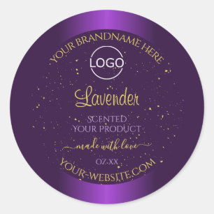 Modern Purple Product Labels Gold Glitter Add Logo