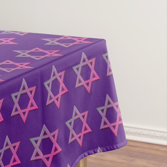 Modern Purple | Purim | STAR OF DAVID Tablecloth (In Situ)